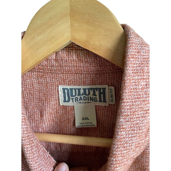 Duluth Trading Company Orange Button Down Long Sleeve Shirt 2XL Slim Fit - Picture 7 of 7